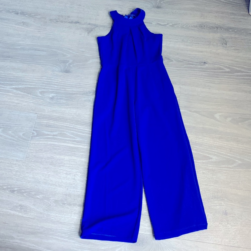 Pleated halter neck jumpsuit